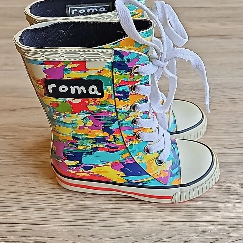 Roma Ilona Art Lace Up Rain Boots 7